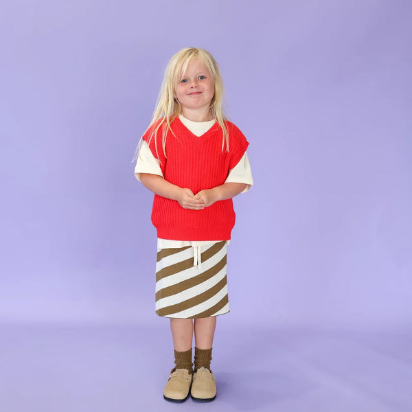 Chunky Rib V-Neck Vest Flame