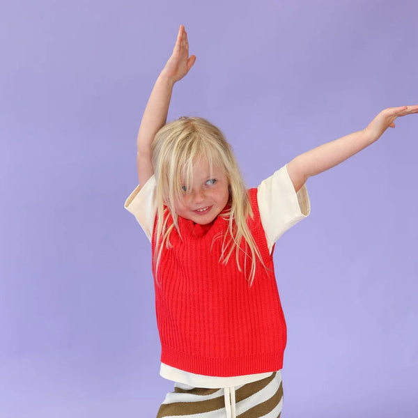 Chunky Rib V-Neck Vest Flame