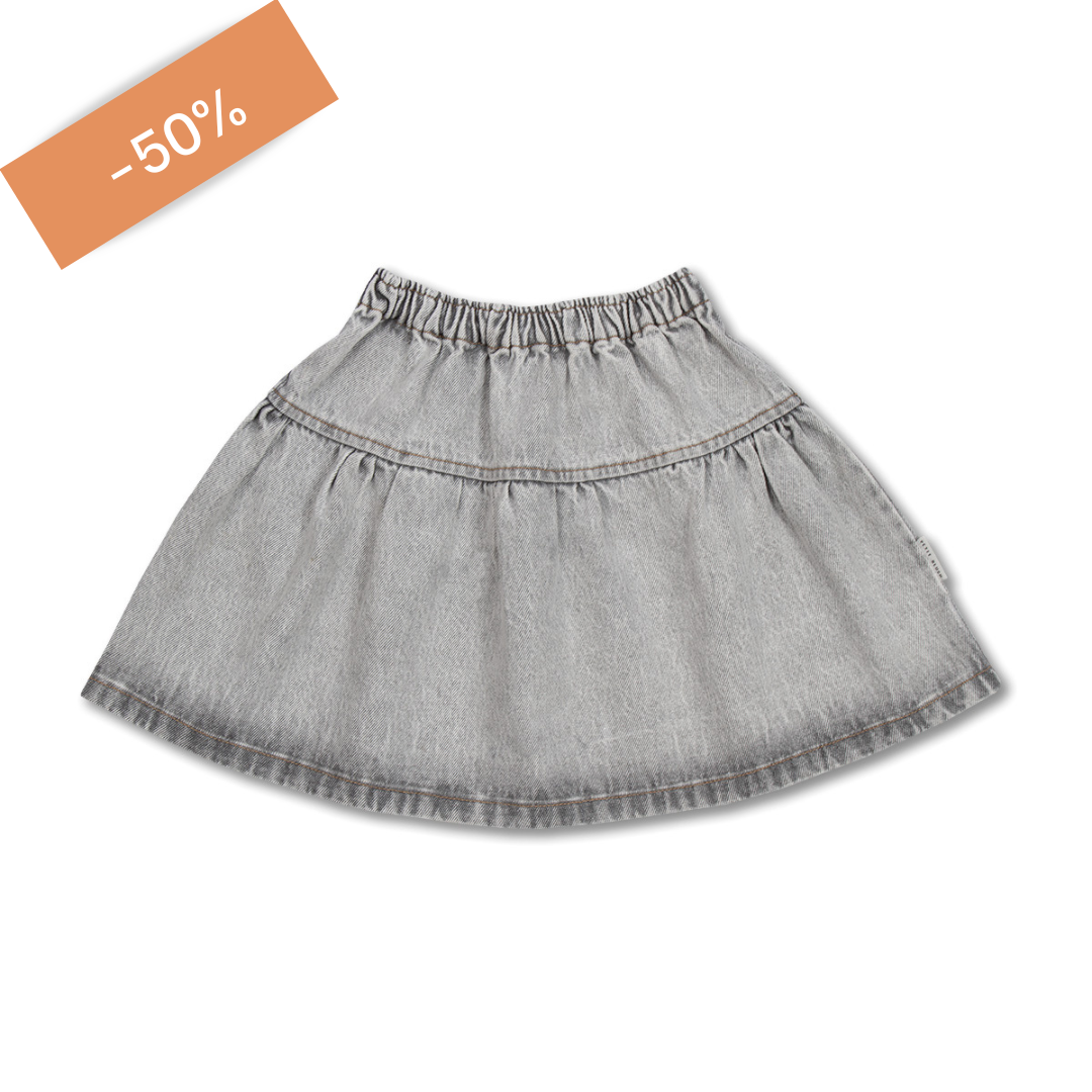 Jeans Ruffle Skirt - Washed Light Grey