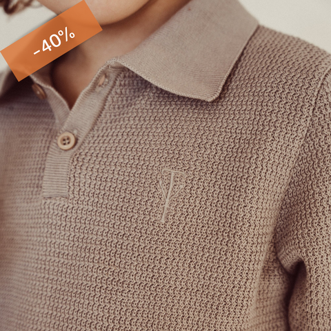 LAATSTE - Richie Knitted Polo Longsleeve - Taupe