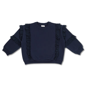 Romantic Ruffle Sweater - Navy