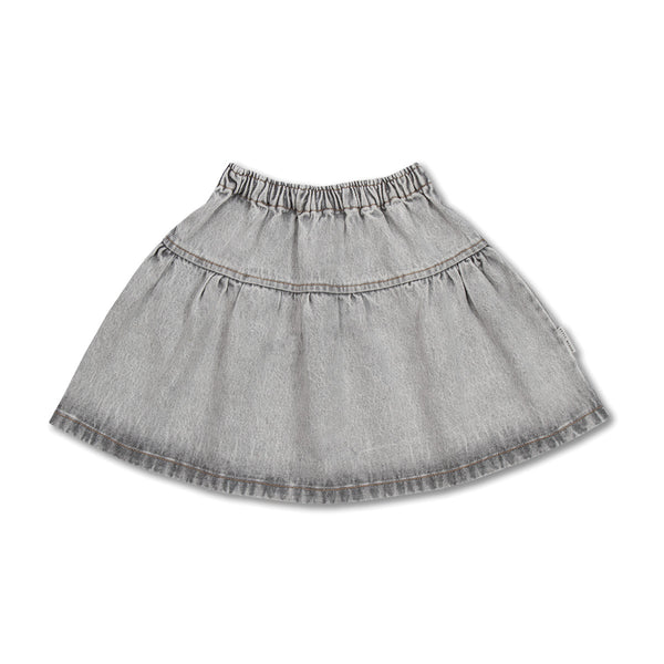 Jeans Ruffle Skirt - Washed Light Grey