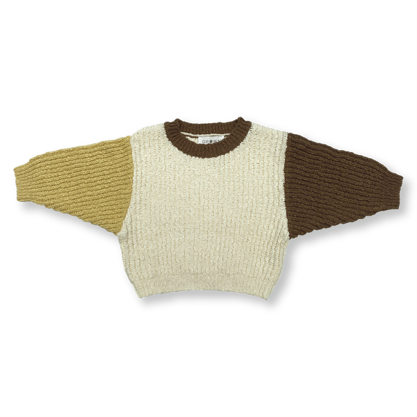 Slub Yarn Pull Over - Colour Block