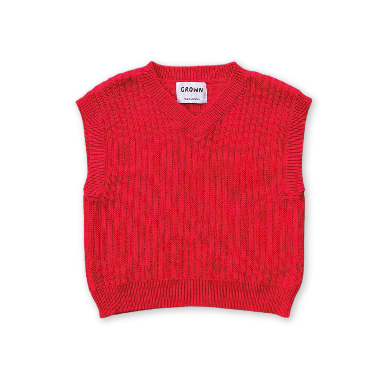 Chunky Rib V-Neck Vest Flame