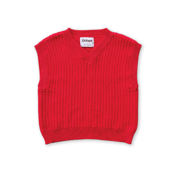 Chunky Rib V-Neck Vest Flame
