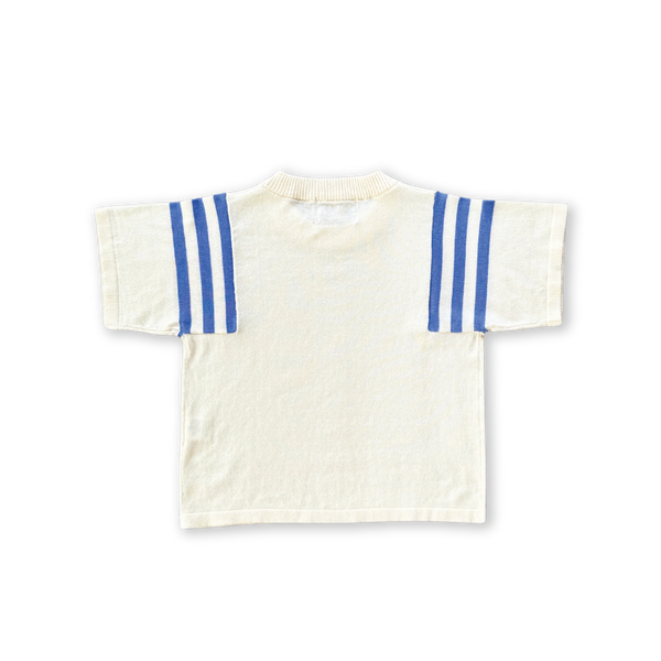 Knitted Stripe Sleeve Knitted Tee - Blue/Milk