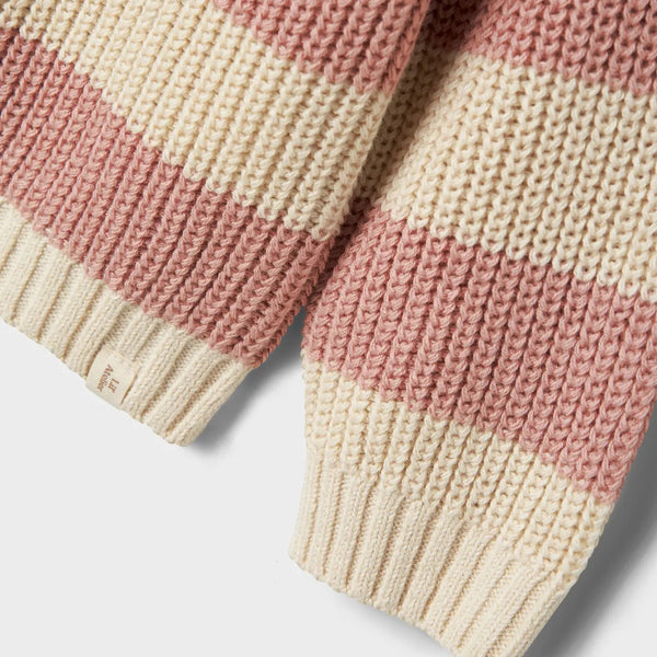 Emlen Knit Stripe - Turtledove Withered Rose
