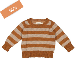 LAATSTE - Tepo Cotton Slub Knit - Driftwood Stripe