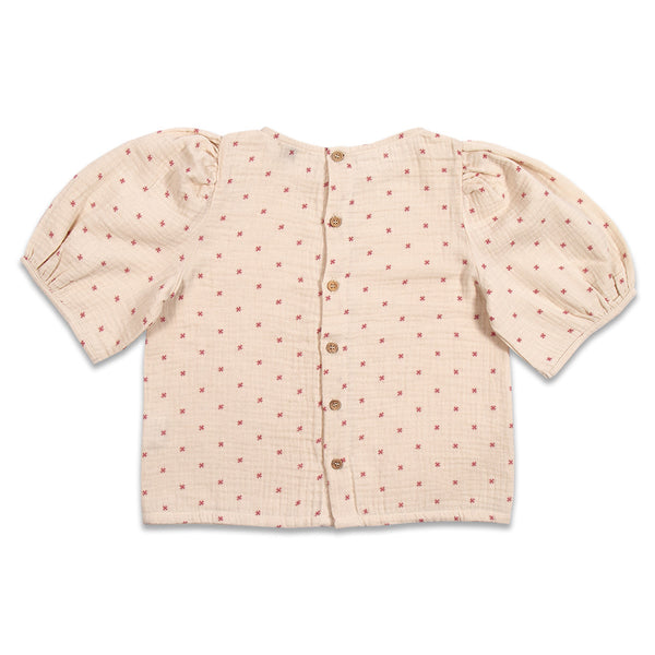 Puff Sleeve Blouse - Stars Red