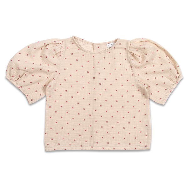 Puff Sleeve Blouse - Stars Red