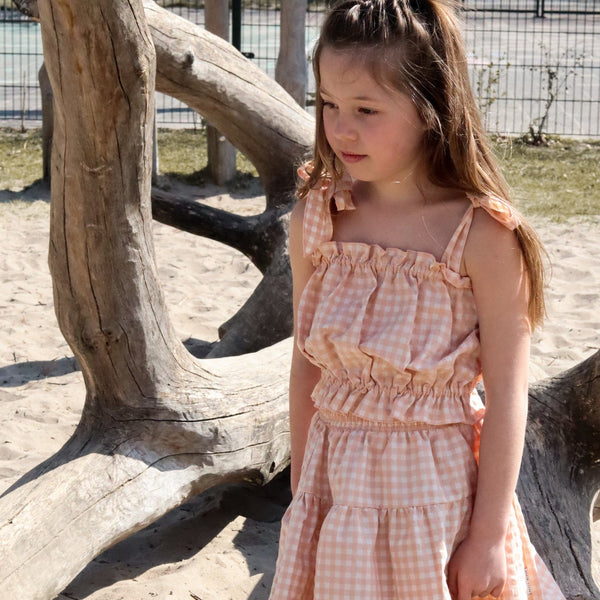 LAATSTE - Summer Check Top - Peach